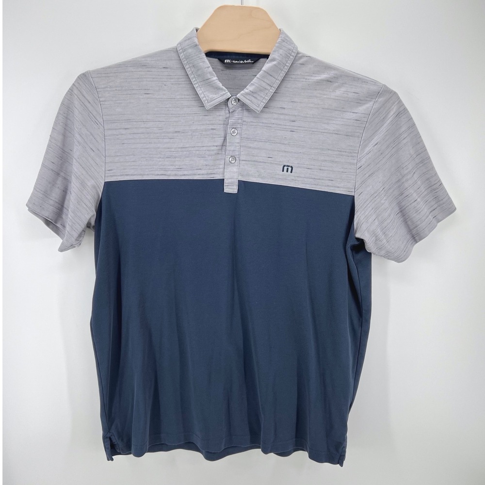 Travis Mathew Colorblock Golf Polo XXL Pima Cotton Navy Grey Sporty Casual Shirt